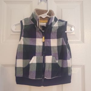 Carter's Blue Green Plaid Fleece Full Zip Vest